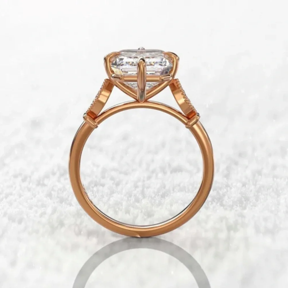 Art Deco Vintage Faceted Moissante & Rose Gold Vermiel Ring Sizes 7-8 or 9 - Picture 9 of 9